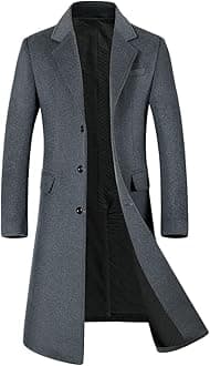 Mens Winter Coat Slim Fit Wool Overcoat Knee-Length Elegant Trench Coat Business Peacoat
