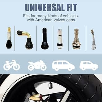 Tire Valve Stem Caps Cover - (5 Pack) Tire Air Cap N2 Nitrogen Metal with Plastic Liner Corrosion Resistant Leak-Proof for Car Truck Motorcycle Bike Black