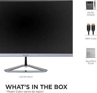 ViewSonic VX2276-SMHD 22 Inch 1080p Widescreen IPS Monitor with Ultra-Thin Bezels, HDMI and DisplayPort,Black/Silver