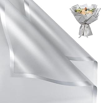 20 Sheet Flower Wrapping Paper - Waterproof Floral Bouquet Wrapping Paper, Florist Supplies Packaging Paper for Wedding Birthday Gift DIY (Translucent Silver)