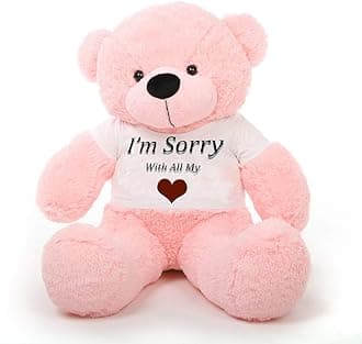 Hug'n'Feel® Soft Toys Big Teddy Bear Wearing I am Sorry with All T-Shirt 5 feet Pink_T Shirt_I am Sorry with All Plush & Stuffed Toys
