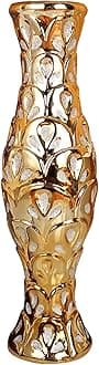 24" Tall Gold Vase Home Décor Ceramic Floor Vase Table Centerpiece Flower Vase Creative Contemporary Ornament for Wedding Housewarming Bridal Shower Flower Arrangement