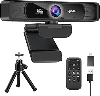 4K Webcam with Tripod, Wide Angle 120° USB Webcam, Sony 1/2.8" Sensor, Dual Microphones, Remote Control, Auto Focus for Video Conferencing, Online Meetings, Streaming, Zoom & Teams