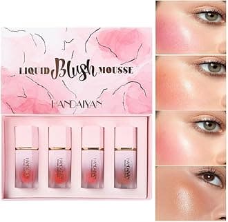 Liquid Cream Blush with Sponge Applicator - Velvet Matte Blusher for a Natural Glow, Moisturizing Rouge Cream Cheek Tint Peach Blush (B)