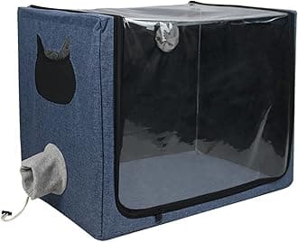 Pet Atomization Nest,Cat and Dog Atomization Box Oxygen Inhalation Machine Dedicated Folding Atomization Box,Small Pet Oxygen Inhalation Box ICU Cage-Grey 24 in,7ecr8-001