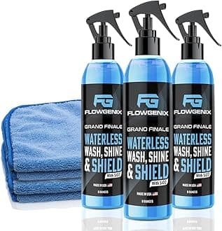 Waterless Car Wash Spray - Grand Finale - Motorcycle Cleaner & Car Wax Polish - Ceramic Coating - Incl. 2 Microfiber Towels - Best Cleaner & Quick Detailer to Make Your Car Shine (3-Pack)