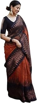 SGF11 Women's Kanjivaram Soft Cotton Linen Silk Saree With Blouse Piece