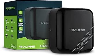 Alpine Industries Hemlock Automatic Hand Dryer - Heavy Duty Stainless Steel | 1800Watts | 110-120Volts (Black)