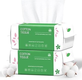 Disposable Face Towel, 200 Count Biodegradable Face Clean Towels, for Washing Soft Cotton Dry Wipes Facial Cloths Towelettes for Washing and Drying, Facial Tissue for Cleansing