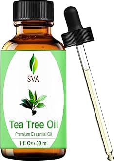SVA Tea Tree Essential Oil – 1 Fl Oz – 100% Natural Tea Tree Oil - for Diffuser, Hair Care, Face, Skin Care, Aromatherapy, Scalp and Body Massage, Soap and Candle Making – with Dropper