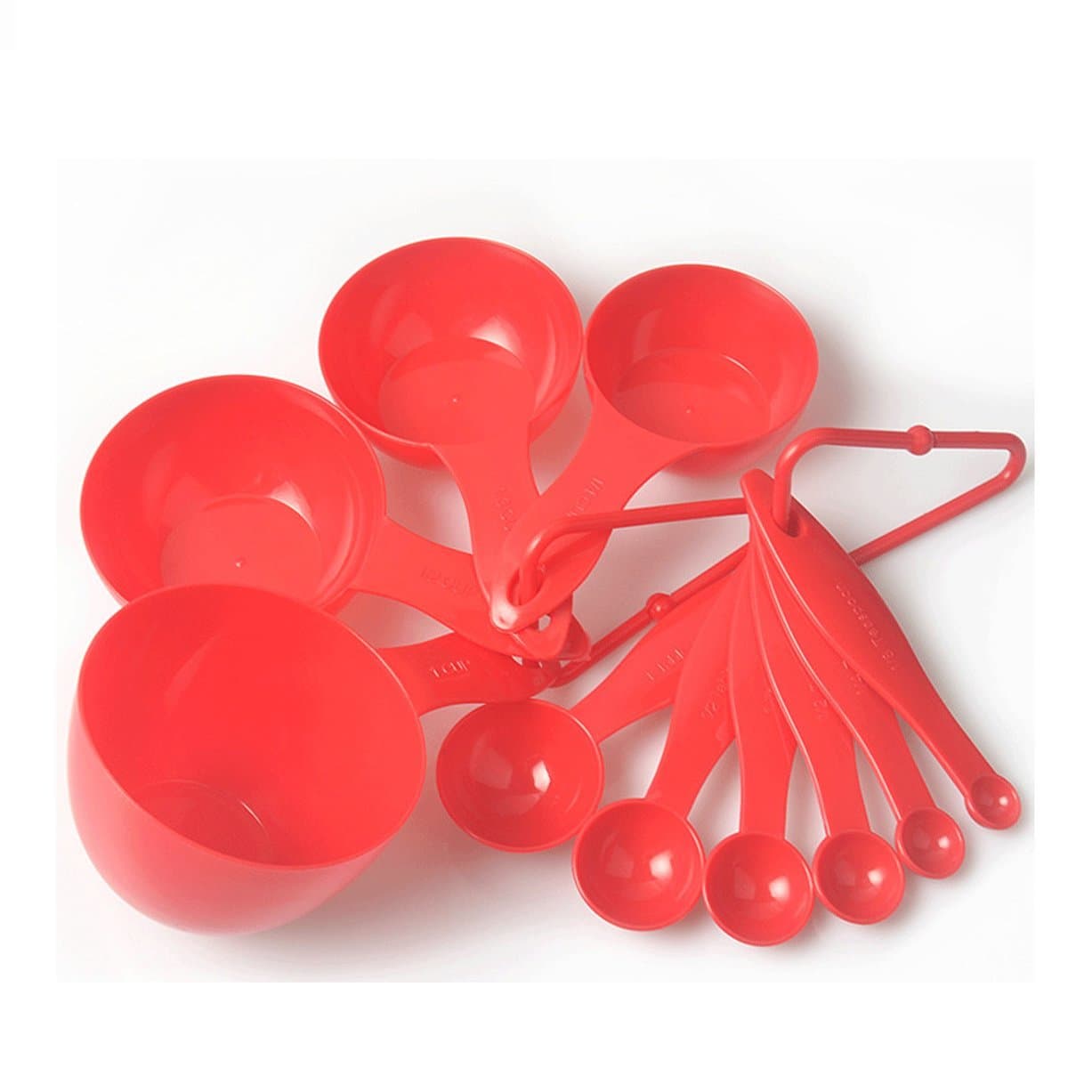 Popowbe 10 PCS/Set Measuring Set Tools For Baking Coffee Tea Orange Plastic Measuring Cups Measuring Spoon Kitchen Baking Tools