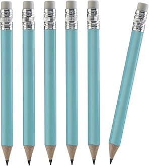 TH Golf 100pcs Golf Pencils, 4 Inch Mini Half Pencils with Eraser Sharpened Wood Mini Round for Schools Wedding Toddlers Home Corporate Multiple Colours (Light Blue)