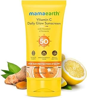 Vitamin C Daily Glow Sunscreen with Vitamin C & Turmeric for Sun Protection & Glow - 50 g | SPF 50 PA++++ | No White Cast | Lightweight & Non-Sticky | Brightens Skin | For All Skin Types