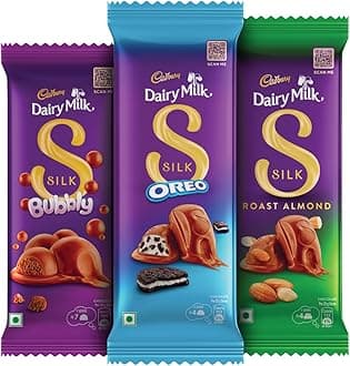 Cadbury Dairy Milk Silk Chocolate Bar Small Combo (1 x Silk Oreo 60 g, 1 x Silk Bubbly 50 g, 1 x Silk Roast Almond 58 g)