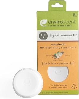 Enviroscent Non-Toxic Room & Home Air Freshener Plug-in (2-Piece Set) Room & Home Air Freshener Kit (Vanilla Bean + Pumpkin Chai) Essential Oils | 1 Refillable Plug Hub & 1 Liquidless Scent Pod