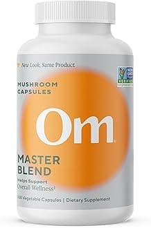 - Om Master Blend Mushroom Capsules - Organic Mushroom Supplement with 10 Mushrooms and Ashwagandha – Supports Immunity, Gut Health & Stress Relief, 168 Count (56 Servings)​