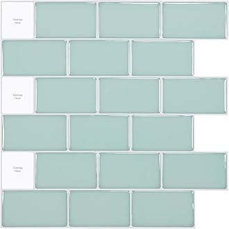 Art3d 30 * 30cm Peel and Stick Backsplash Tiles for Kitchen, Shiny Teal, Green (A17000GN)