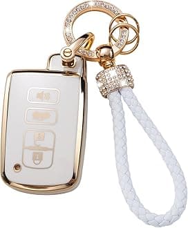 Gematay for Toyota Key Fob Cover with Lanyard, Key Case Shell Compatible with Toyota Avalon Camry Corolla RAV4 Sequoia Highlander 4 Buttons Smart Key Holde