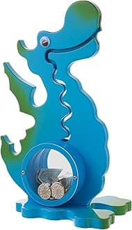 Wooden Dragon Piggy Bank for Kids Boys & Girls, Wood Interactive Coin Bank with Clear Belly, Saving Money Toy, Educational Gift for Toddlers Birthday & Decor