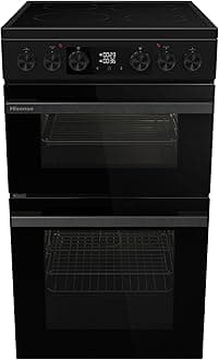 Hisense HDCEC5C10B Freestanding Ceramic Electric Cooker with Double Oven 69/43 Litres - Black, A Rated Double Oven [Energy Class A]