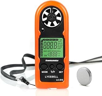 Handheld Anemometer, LYCEBELL Mini Wind Speed Meter Air Flow Gauge with Backlight & Auto Off for Measuring Wind Speed/Temperature, Digital Anemometer for Drone, Sailing, Fishing, Meteorology LC-818