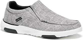 OrthoComfoot Men's Orthopedic Comfortable Slip-On Shoes with Arch Support, Orthotic Loafers for Plantar Fasciitis, Canvas Leisure Vintage Flat Walking Shoes for Foot and Heel Pain Relief, Light Grey