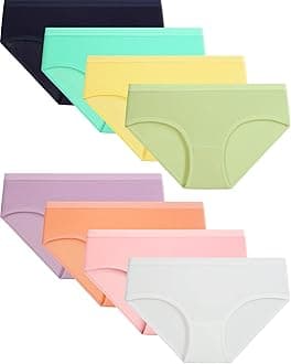 Adorel Teen Girls Underwear Cotton Panties Briefs Solid Color Pack of 8
