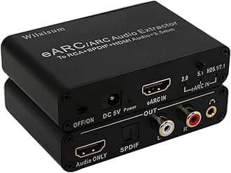 HDMI Earc/Arc Audio Extractor, HDMI Earc/Arc to HDMI, RCA R/L, Optical, 3.5mm Audio Converter