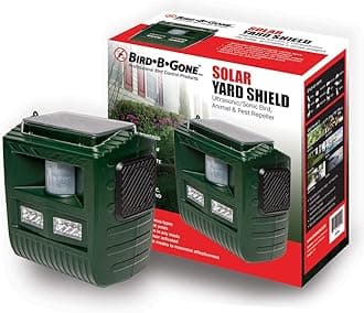 Bird B Gone Solar Yard Shield Animal & Pest Repeller - Solar Powered Ultrasonic Bird & Animal Repeller - Motion Activated - Outdoor Sonic Bird & Pest Repellent with 3 Modes for Garden Protection