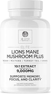 DR. EMIL NUTRITION 9000mg Organic Lions Mane Supplement Capsules with Chaga, Reishi & Maitake - Natural Mushroom Blend for Wellness Support