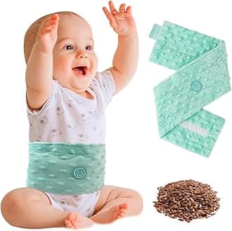 Colic Relief for Babies Belt, Flaxseed Heated Tummy Wrap, Baby Belly Wrap Swaddling Belt with Soothing Warmth, Natural Relief for Upset Stomach in Babies and Toddlers, 0-3 Years (light green)