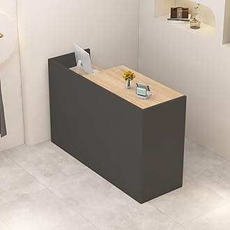 Reception Desk with Counter, L 35.4-74.8'' , Modern Front Desk Reception Counter, Solid wood ecological board, large storage space,with Storage Drawers, front office desk for Salon, Office, Lobby