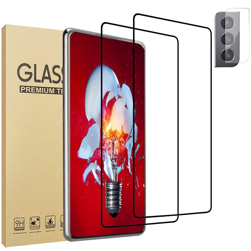 [3Pack] 2pcs Screen Protector + 1pcs Tempered Glass Camera Lens Protector for Galaxy S21 Plus [Fingerprint Unlock ] [Case Friendly Compatible] [9H hardness] for Samsung Galaxy S21 Plus 5G (6.7inch)