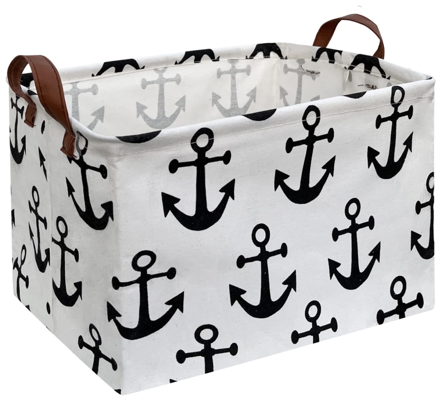 CLOCOR Rectangular Storage Basket,Collapsible Cute Pattern Storage Bin,Waterproof Coating Storage Box with Handles ,Gift Baskets, Shelf Basket (Anchor)