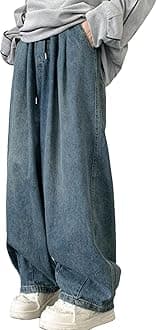 Men's Loose Fit Wide Leg Jeans Casual Baggy Hip Hop Jeans for Men Fashion Vintage Denim Pants with Pockets