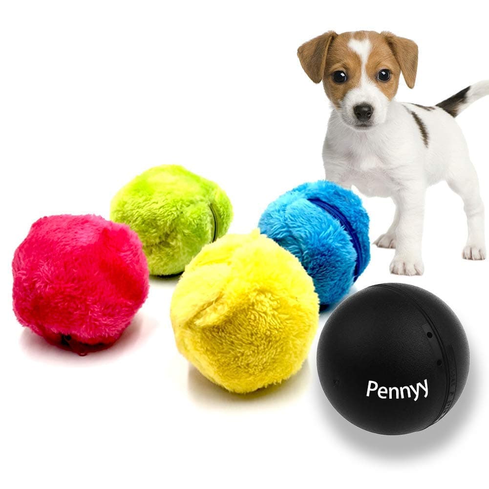 Magic Roller Ball Toy Automatic Roller Ball Magic Mocoro Ball Dog Cat Pet Toy 1 Rolling Ball and 4 Color Ball Cover for Cleaning Home and Pet Toys