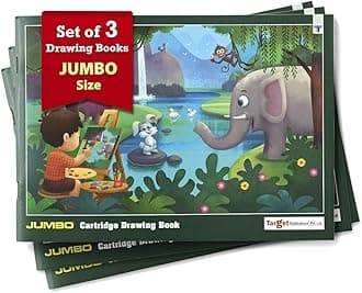 Jumbo Sketch/Drawing Book – 34 Blank Unruled White Pages, Soft Cover for Sketching, Coloring & Painting (14.5” x 10.6”) Set of 3