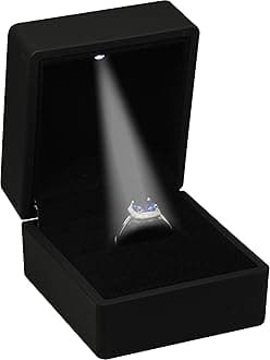 The Jewellery Pak LED Black Ring Box for Proposal, Wedding, Engagement - Luxury Jewelry Gift Box with Light for Men for Women