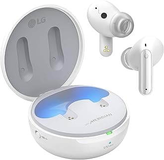 LG TONE Free True Wireless Bluetooth FP9W - Active Noise Cancelling Earbuds with UVnano Charging Case, White