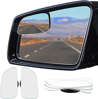 Ampper Large Rear View Blind Spot Mirror, Frameless HD Glass Convex Wide Angle Stick on Wing Blindspot Mirror Rearview Car Mirror for Car SUV and Truck (Pack of 2)
