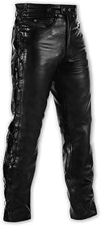 A-pro Motorcycle Quality Thick Leather Trouser Laced Jeans Bikers Motorbike Black 40