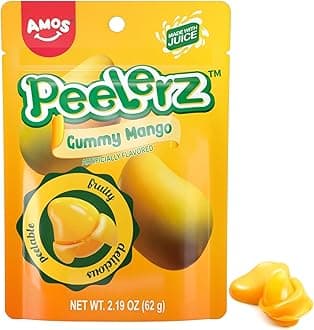 Peelerz Mango Gummy Candy, Peeleble Gummy Mango Peeling Candy,Resealable 2.19oz Bag Candy (Pack of 3)