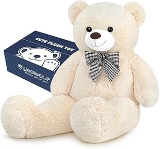 Giant White Teddy Bear 55" Stuffed Animals Plush Toy, Cute Life Size Big Soft Bear for Boy Girl Birthday Valentine Mother's Day, 140 CM, 7 LBs