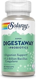 Super Digestaway Plus Probiotics, Digestive Enzymes with Probiotics for Women and Men, Digestion and Gut Health Support - with Pacreatin, Papaya, Bromelain, 60-Day Guarantee, 60 Servings