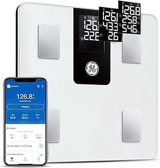Smart body fat scale: with BMI body weight and fat percentage scale, digital bathroom scale, bluetooth body composition scale with large LCD display, accurate ge