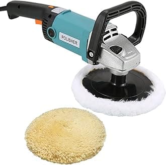 - 1200Watt Electric Car Polisher Polishing Machine Adjustable Speed Car Electric Polisher Waxing Buffing Sanding Machine (Extra 7" Wool buffing Pad) (Color-Multi, Watt-1200W, Speed-3000rpm)