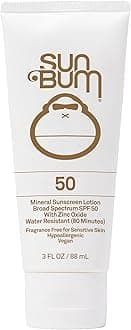 Sun Bum Mineral SPF 50 Sunscreen Body Lotion - Broad Spectrum Moisturizing Sunscreen with Vitamin E - Vegan and Hawaii 104 Act Compliant (Made without Octinoxate & Oxybenzone) - Travel Size - 3 oz