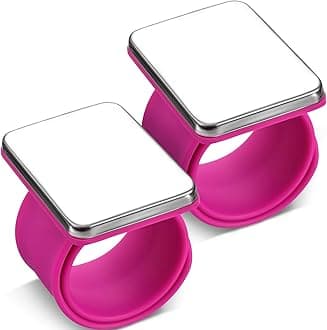 2 Pieces Magnetic Pin Holder Sewing Pincushion, Wristband Pin Cushion Magnetic Holder for Quilting Sewing Pins Hair Clips with Flannelette Bag, Silicone Wrist Strap Bracelet(Rose Red)