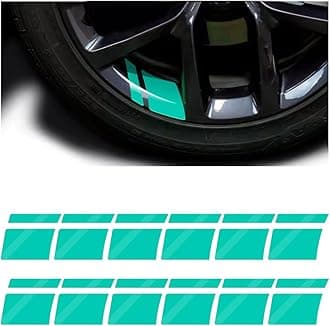 Mandark 12PCS Car Wheel Rims Decal Stripes, Reflective Vehicle Tire Rim Stickers for 18-21 Inch Wheels, Safety Auto Exterior Hash Stripe Sticker Decoration, Universal for SUV, Truck, RV (Green)