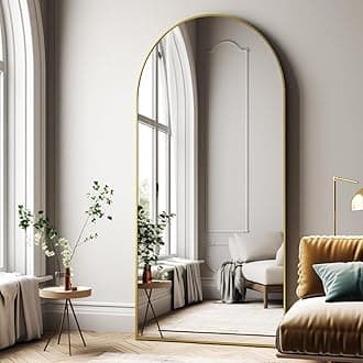 Oversized Full-Body Mirror, 76" x 34" Arched Full-Length Mirror, Gold Metal Frame, Floor Mirror for Bedroom, Living/Dressing Room, Gym - Stand/Wall Mounted/Leaning